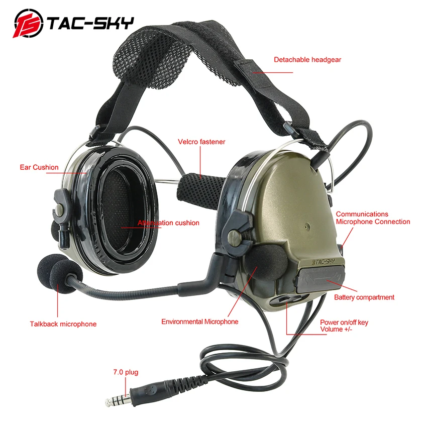 TAC-SKY diadema trasera táctica TSCIII auriculares de tiro walkie-talkie protección auditiva reducción de ruido auriculares Airsoft y U94 Ptt - imagen 3