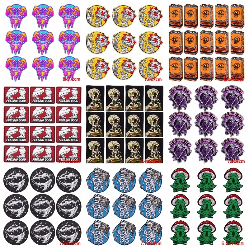 10 unids/lote parche Punk parches para planchar para ropa parches bordados de Hip Hop en ropa parche bordado Hippie para coser ropa