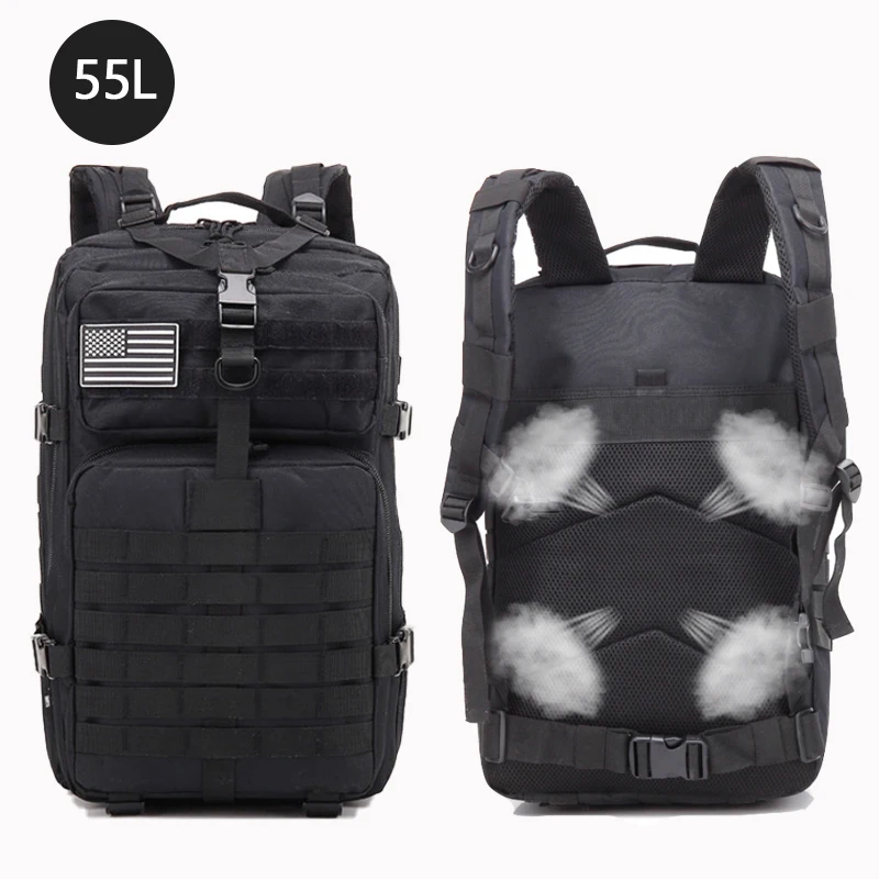 Bolsa militar táctica impermeable de gran capacidad, camuflaje para exteriores, Camping, senderismo, mochila Molle, equipo de caza, 45L