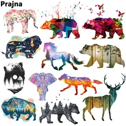 Prajna-Parches térmicos de oso y jirafa para ropa, pegatinas de transferencia de calor de animales, Impresión de decoración, DIY