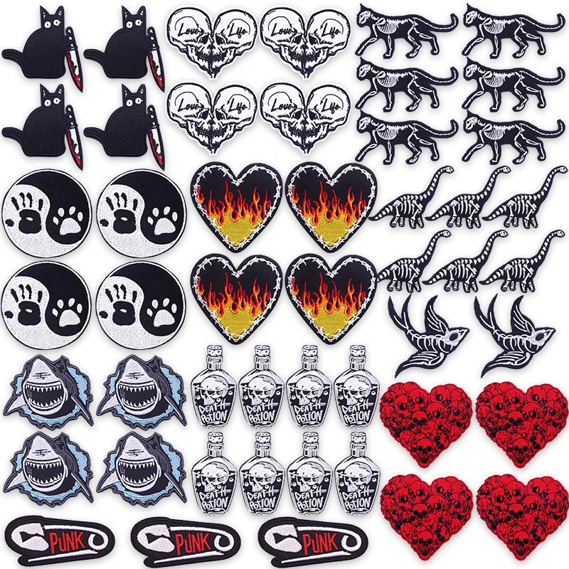 10 unids/lote Metal Punk Hippie hierro en parche bordado para motocicleta Club chaleco chaqueta de motorista Festival de Música insignia de estilo subcultura