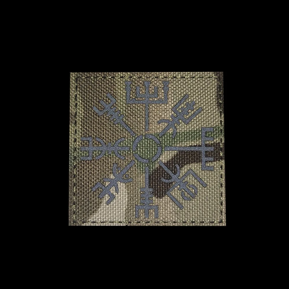 Logotipo de Viking Lunavin Odin, brújula reflectante, pegatina mágica de mochila distintiva, insignia militar, gancho de parche para ropa y anillo de costura - imagen 5