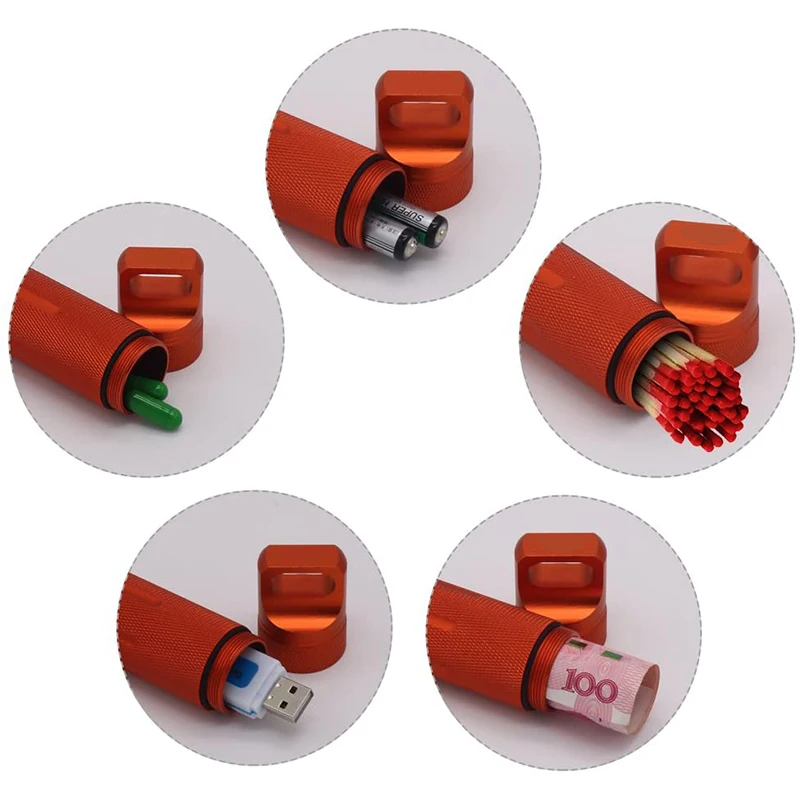 Caja contenedora EDC para exteriores, contenedor de supervivencia impermeable, cápsula, botella de aluminio para pastillas, soporte para batería, caja de supervivencia - imagen 4