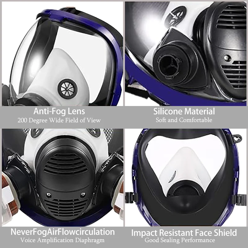 [Visión panorámica] Máscara de gas de cara completa, filtra eficazmente partículas grasas y gases tóxicos, ideal para pintar y moler en aerosol - imagen 5
