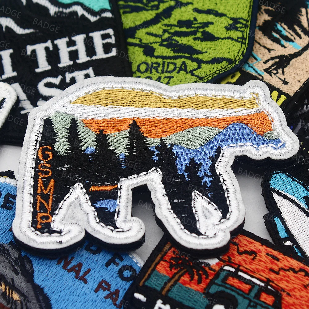 Parche bordado del parque nacional del viajero explorar la naturaleza, parche para acampar, parches de aventura para viajes, Surf, senderismo, esquí, apliques de tierras silvestres - imagen 3