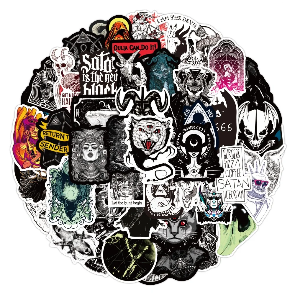 50 Uds. De pegatinas góticas de Demon Lucifer, álbum de recortes, nevera, portátil, funda de teléfono, equipaje, bicicleta, pegatinas de vinilo misteriosas - imagen 2