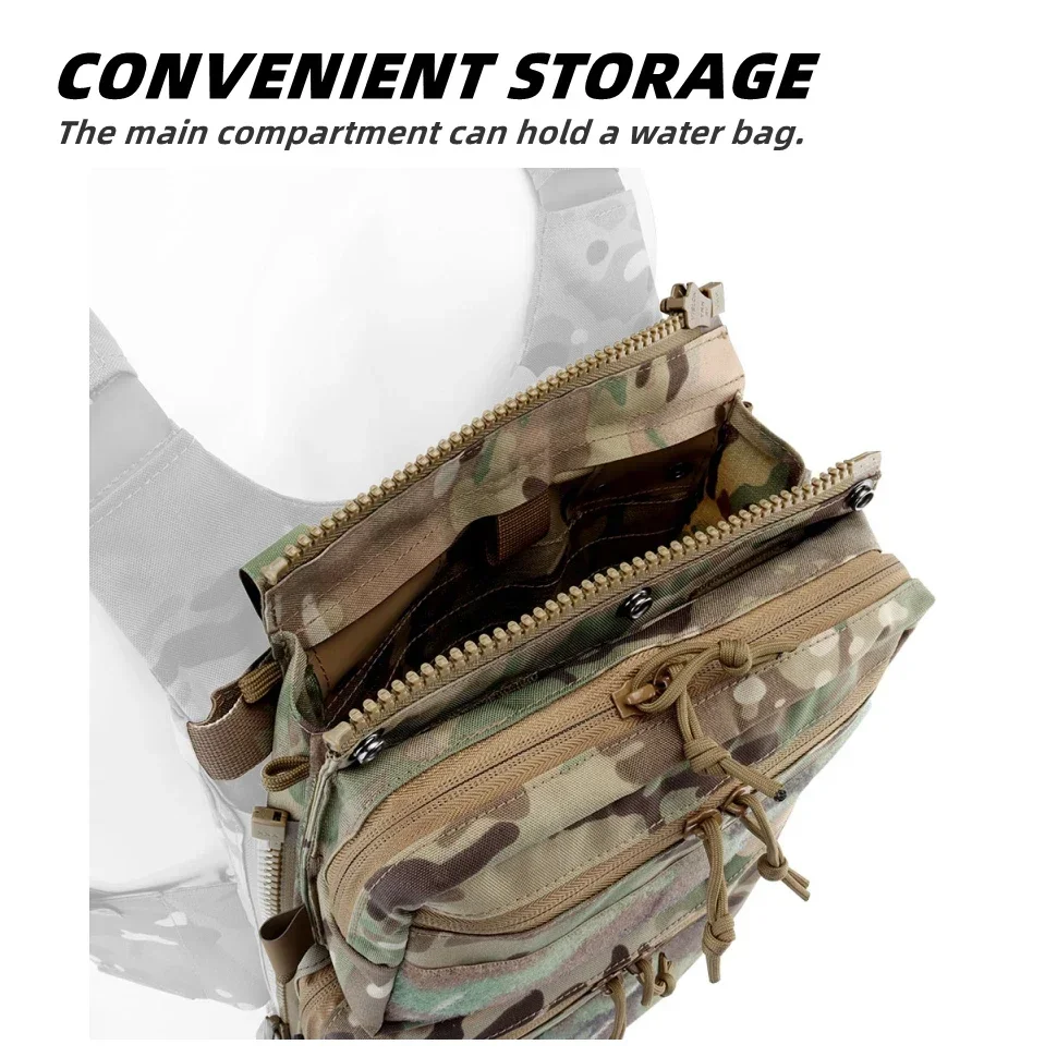 Bolsa portadora de placa trasera de LV-119, bolsa de almacenamiento de Panel trasero de asalto de expansión con cremallera para chaleco táctico de caza Airsoft - imagen 5