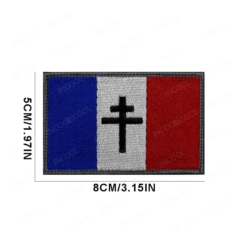 Bandera de Francia con parche bordado cruzado, apliques de banderas coloridas francesas, parches decorativos para hombro para bolso, gorra, chaquetas, chaleco DIY - imagen 3