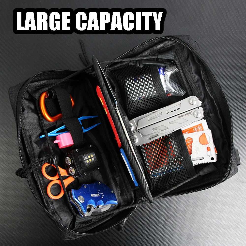 Bolsa de herramientas EDC de utilidad táctica Molle, Kits de primeros auxilios, bolsas para senderismo, Camping, herramientas de supervivencia de emergencia al aire libre, cinturón de cintura - imagen 2