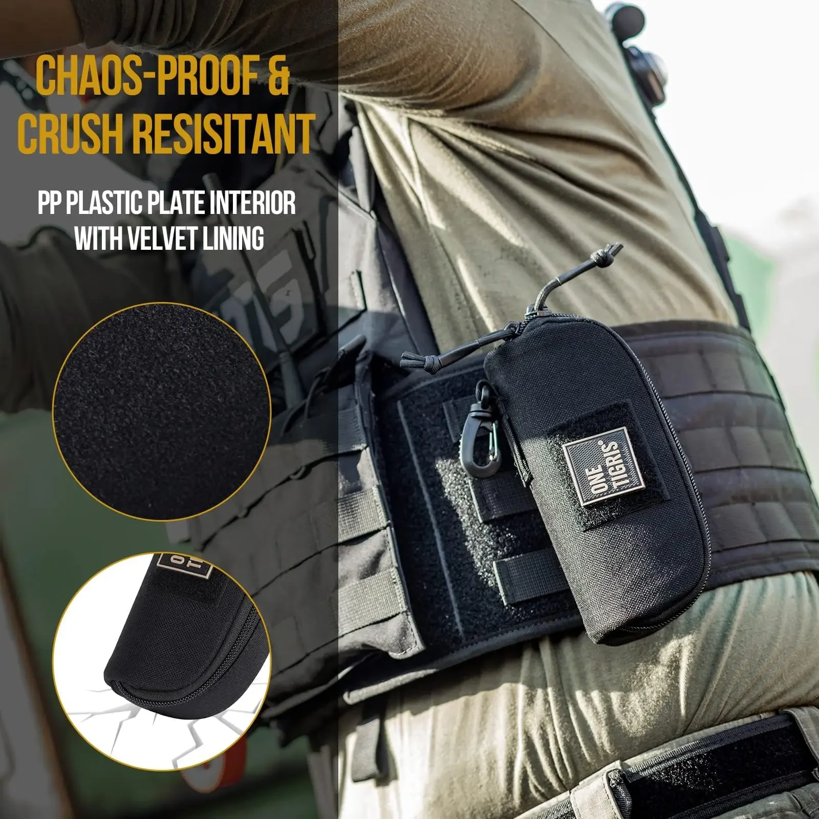 ONETIGRIS-estuche de gafas táctico Molle, caja de almacenamiento de gafas protectoras a prueba de golpes, portátil, para caza al aire libre - imagen 4