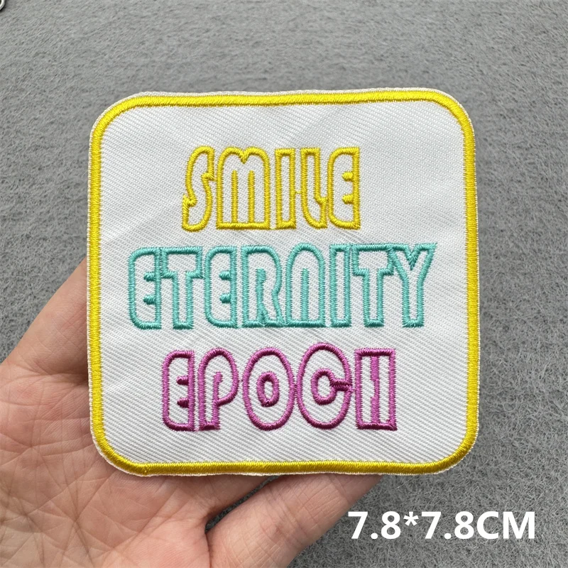 Parche con eslogan de letras coloridas, parches para planchar para ropa, pegatinas, parches bordados de dibujos animados para ropa, apliques de costura DIY - imagen 3