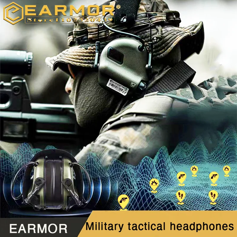 EARMOR M31 Auriculares de ruido Auriculares tácticos M31-MARK3 MIL-STD-416 Protector auditivo electrónico