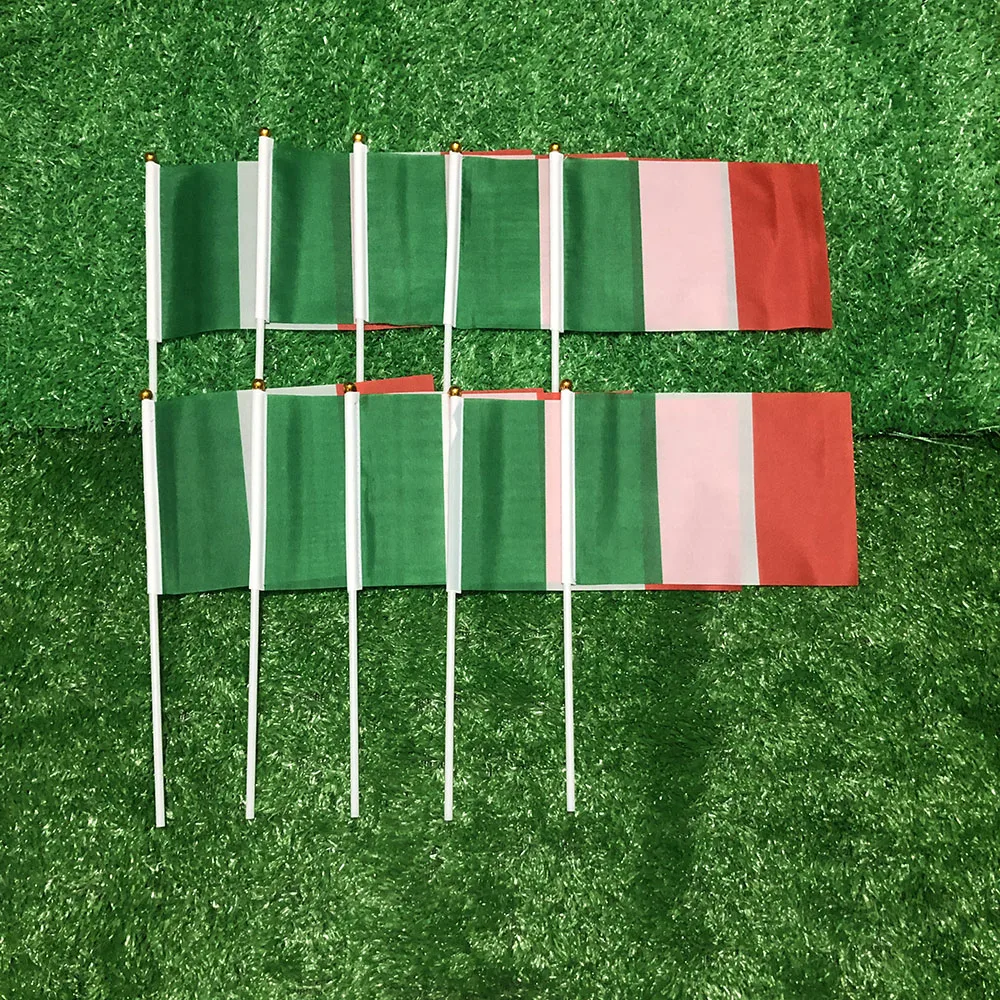 BANDERA SKY Italia bandera ondeante a mano 14x21cm 10/20/50/100 Uds poliéster penetración de doble cara Italia bandera de mano italiana para decoración - imagen 2