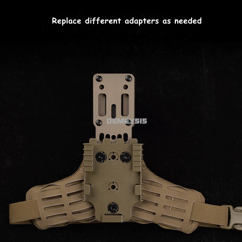 Sistema de Panel de pierna caída táctica, funda de 3 orificios, montaje MOLLE/PALS, Compatible con caza al aire libre, Airsoft, liberación rápida - imagen 3