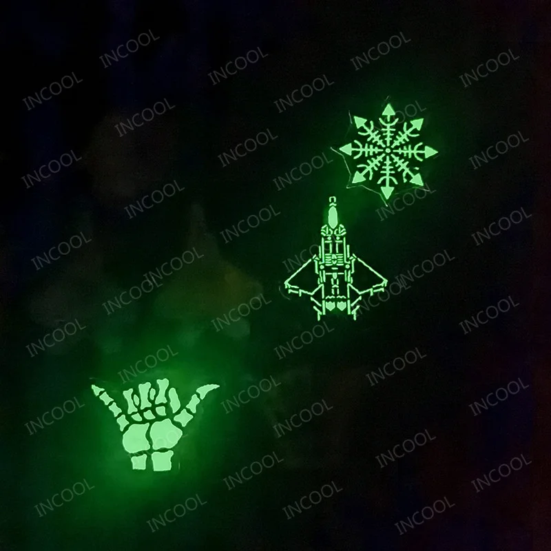 Parches reflectantes para avión, brújula vikinga, parche táctico luminoso para el dedo, insignias de combate con apliques de la suerte que brillan en la oscuridad - imagen 2