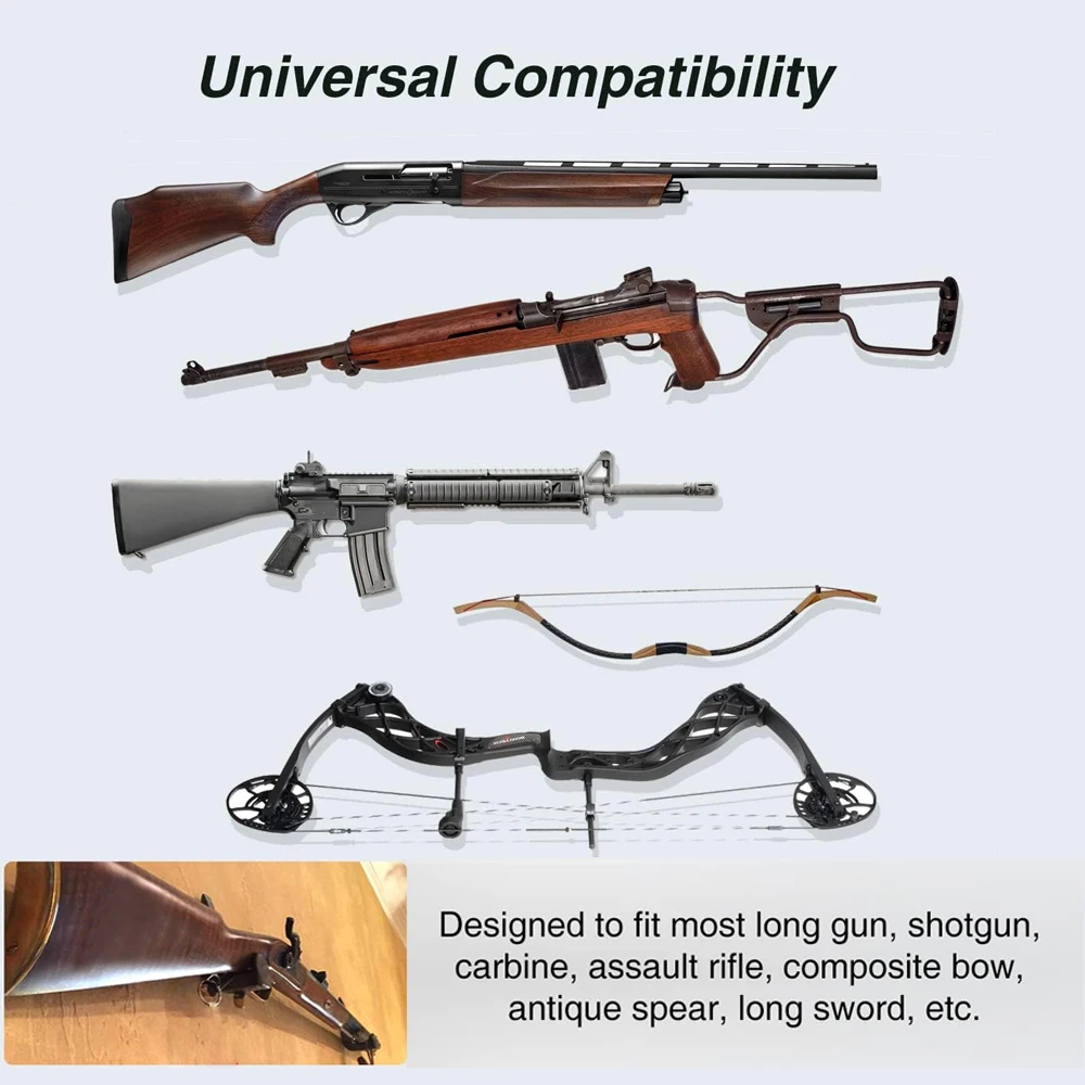Estante para pistola, colgador de almacenamiento para Rifle, ganchos para escopeta, colgadores de montaje en pared, pistolas de tiro con arco, soporte para arco, accesorios de caza, 2 uds. - imagen 4
