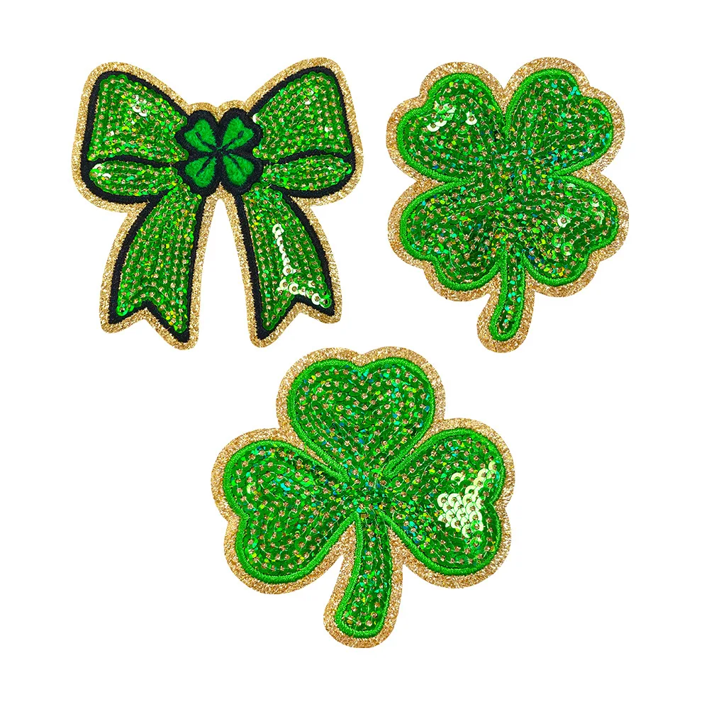 10 Uds. Parche bordado del Día de San Patricio, parches para planchar, diseño de trébol irlandés para traje de fiesta, celebración del 17 de marzo - imagen 3