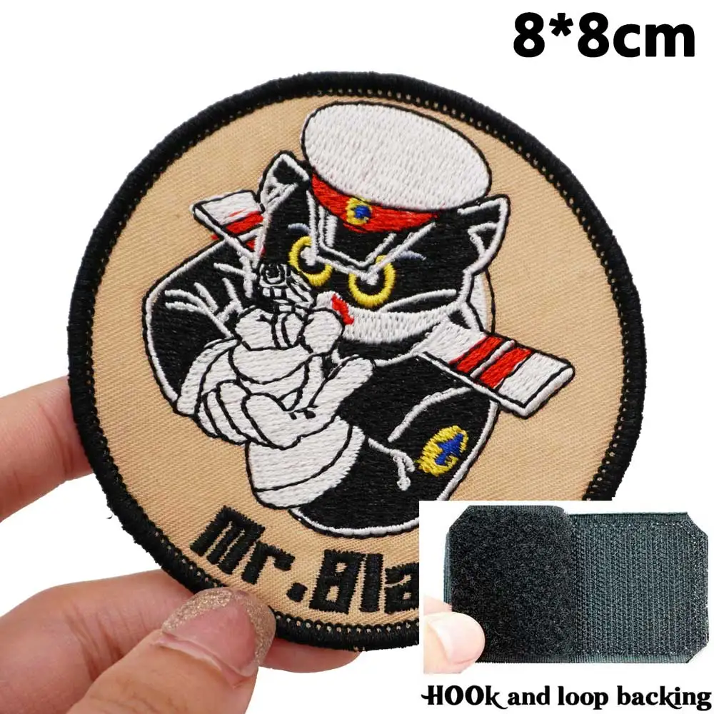 Parches bordados de Sheriff de gato negro, aplique de etiqueta de costura, banda de motorista punk, insignias de ropa de Rock con respaldo de gancho - imagen 5