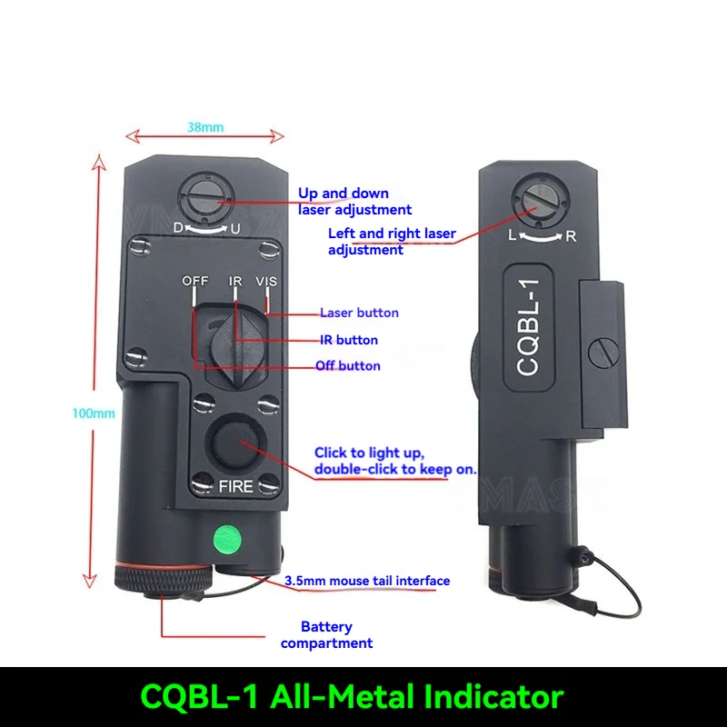 Elemento CQBL-1 Metal rojo verde azul IR láser M300 M600 SF linterna LED blanca interruptor de presión de Control Dual compatible con riel Picatinny - imagen 5