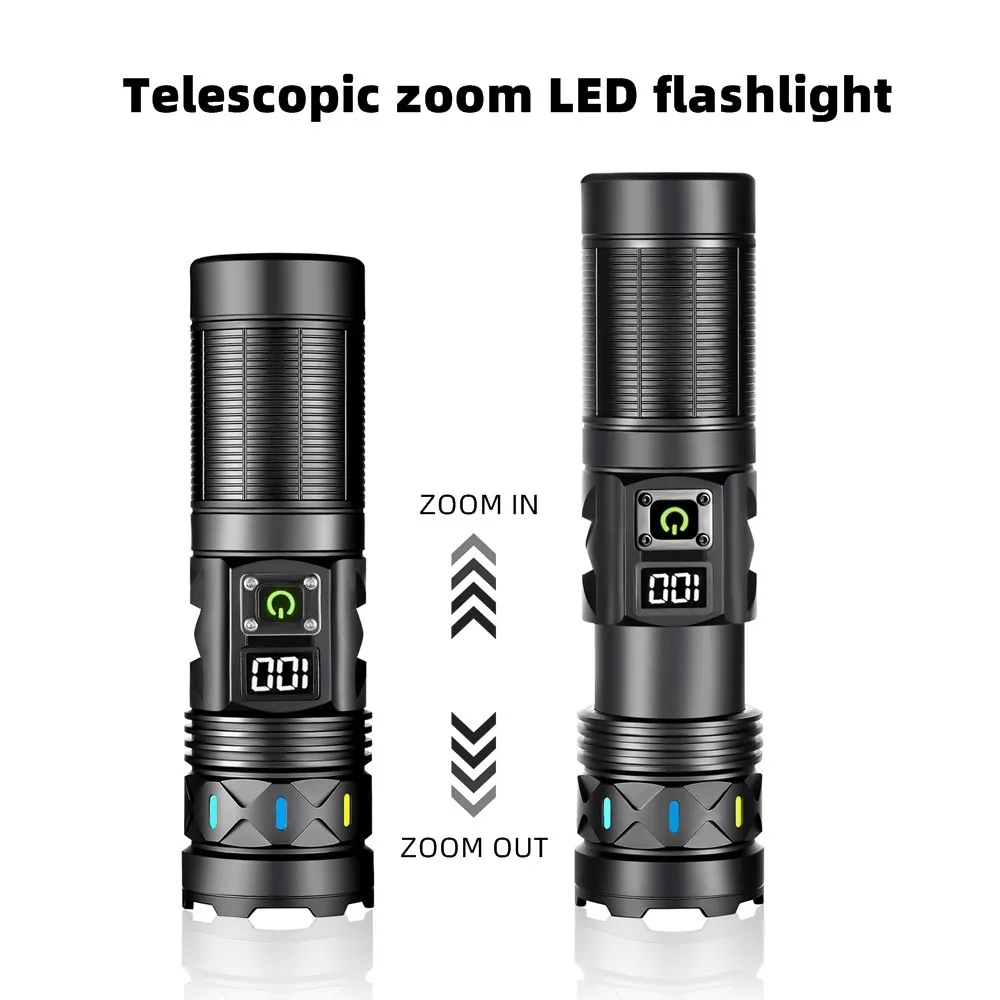 Linterna LED de alta potencia con Zoom de 5000 lúmenes, recargable por USB, para exteriores, caza, Camping, pesca, potente antorcha de iluminación - imagen 3
