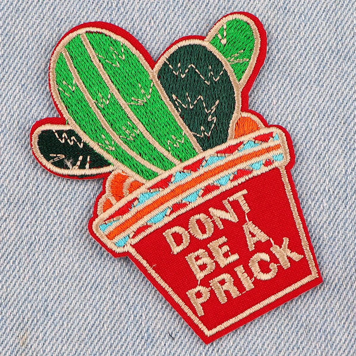 Parches de Cactus verde Punk para planchar, parches para ropa, apliques DIY, bordado, insignia de chaqueta - imagen 3