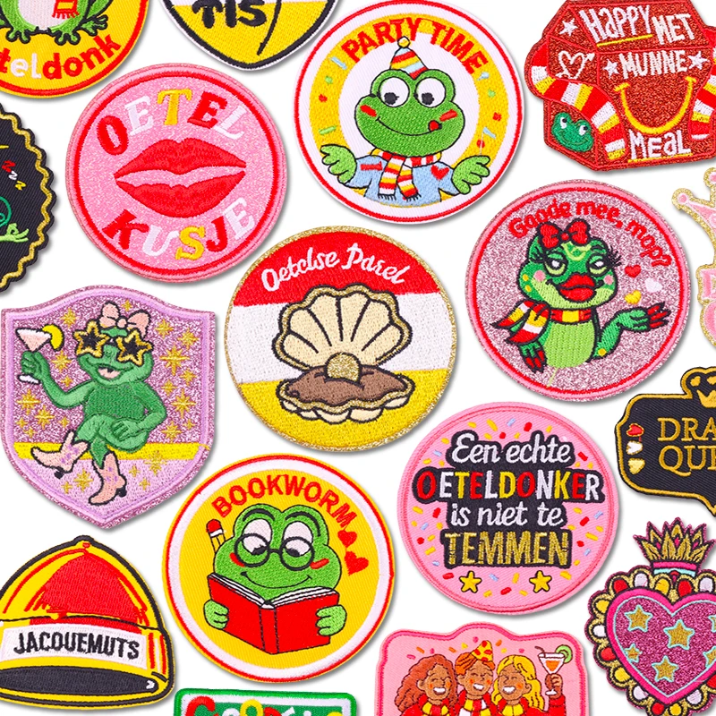 Parches bordados con emblema Oeteldonk de Carnaval de Países Bajos, parche de rana, parches para planchar para ropa, regalos de celebración, novedad de 2026
