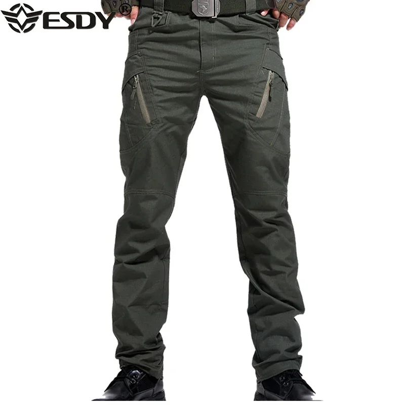 Pantalones tácticos militares X9 con múltiples bolsillos para hombre, pantalones Cargo impermeables informales para exteriores, pantalones ligeros con cremallera - imagen 4