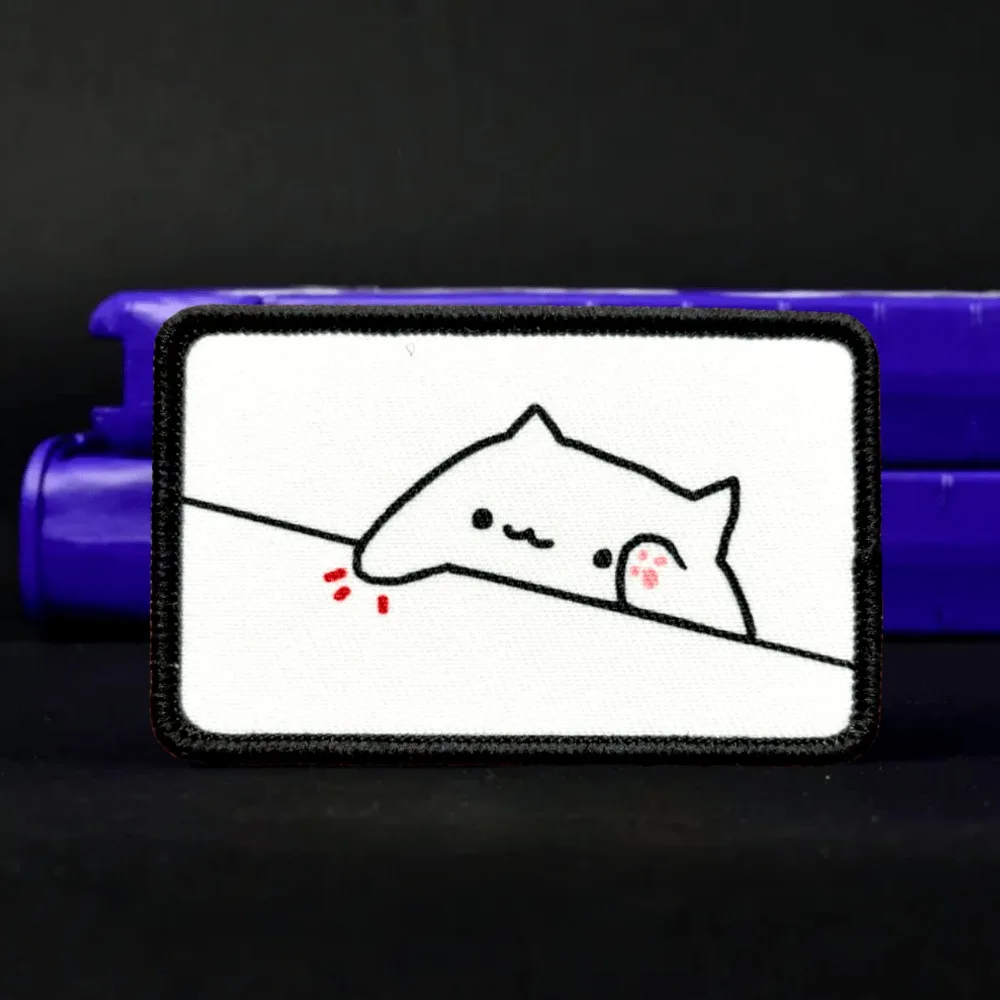 Parche táctico Bongo Fat Cat Meme Morale, parche de gancho y bucle impreso con gatos bonitos, insignia militar, brazalete, pegatinas para mochila - imagen 5