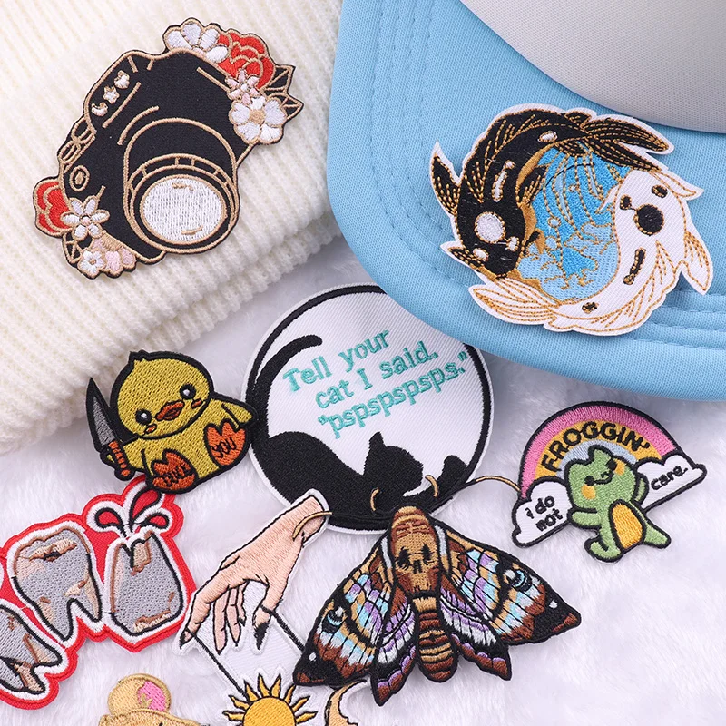 Parches bordados con plancha para coser gatos de dibujos animados para ropa, parches termoadhesivos para ropa/sombrero, parche con personalidad de ratón y tortuga - imagen 5