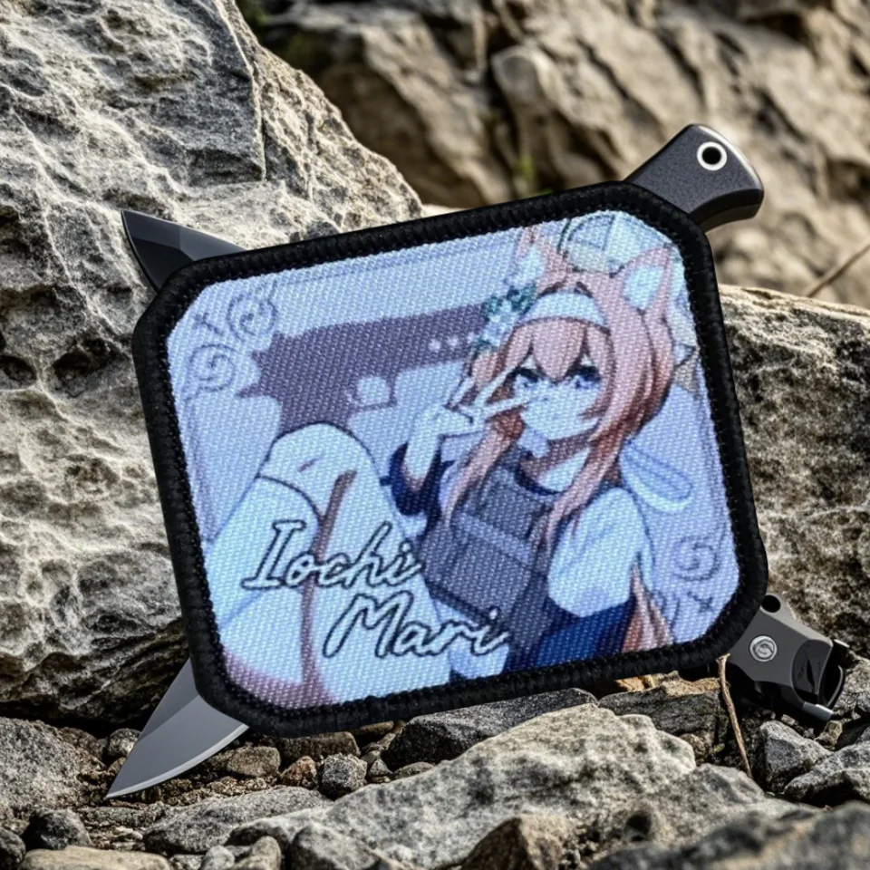 Parche táctico de Chica de Anime para niñas, parches de gancho y bucle impresos, brazalete de engranaje, insignia de moral militar, mochila, pegatinas para ropa - imagen 3