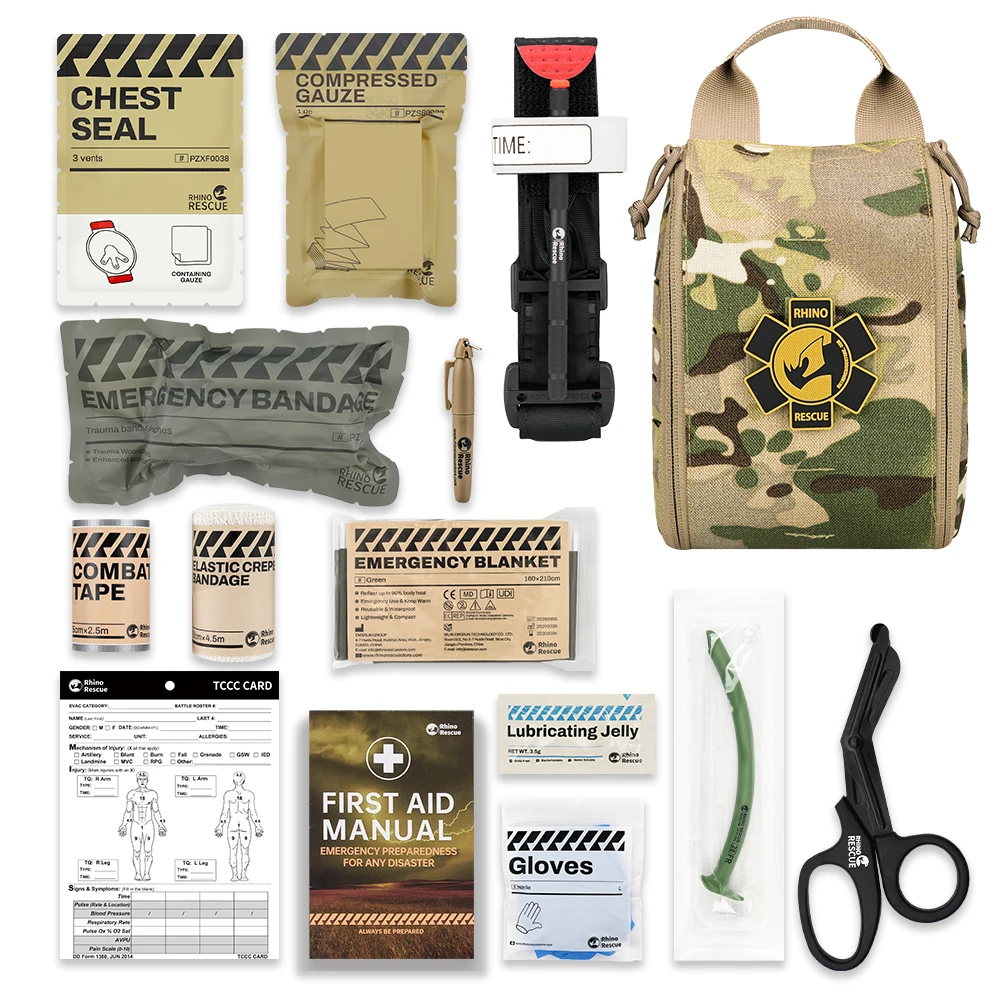 Kit táctico de rescate de rinoceronte para traumatismos, botiquín de primeros auxilios, bolsa Molle, bolsa de combate de emergencia, bolsa Ifak, equipo para acampar al aire libre - imagen 4