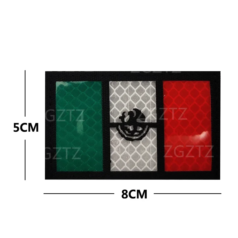 Parches de velcro con bandera IR de México, bordado de camuflaje personalizado, insignias de moral reflectante para tácticas militares al aire libre, mochila y casco - imagen 4