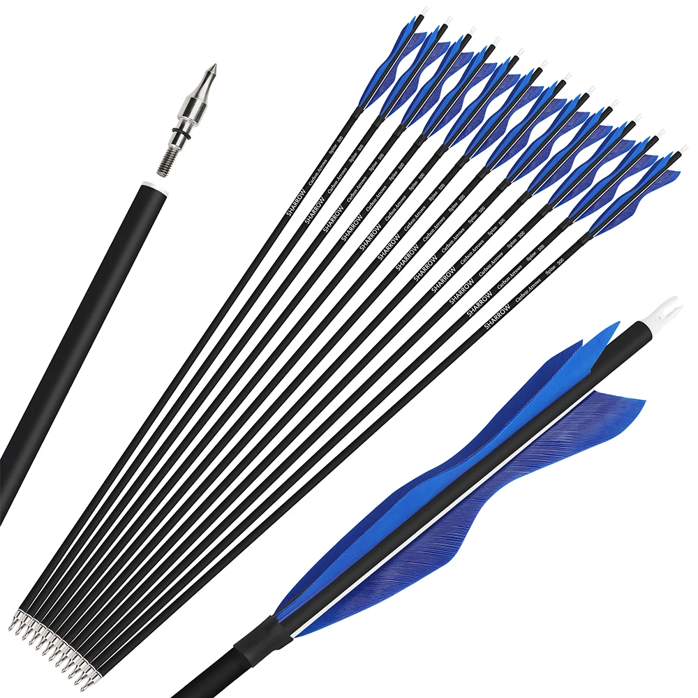 SP500 Flechas de carbono para arquería con plumas naturales - imagen 3