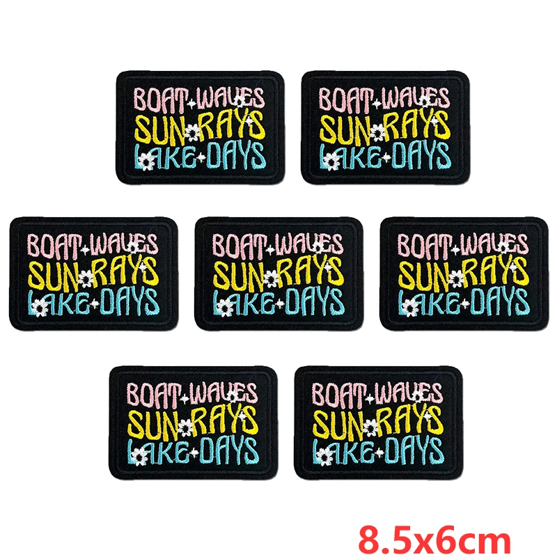 10 unids/lote parche bordado de texto/frase negro parches para planchar para ropa parches termoadhesivos para ropa insignia Fusible/de costura - imagen 2