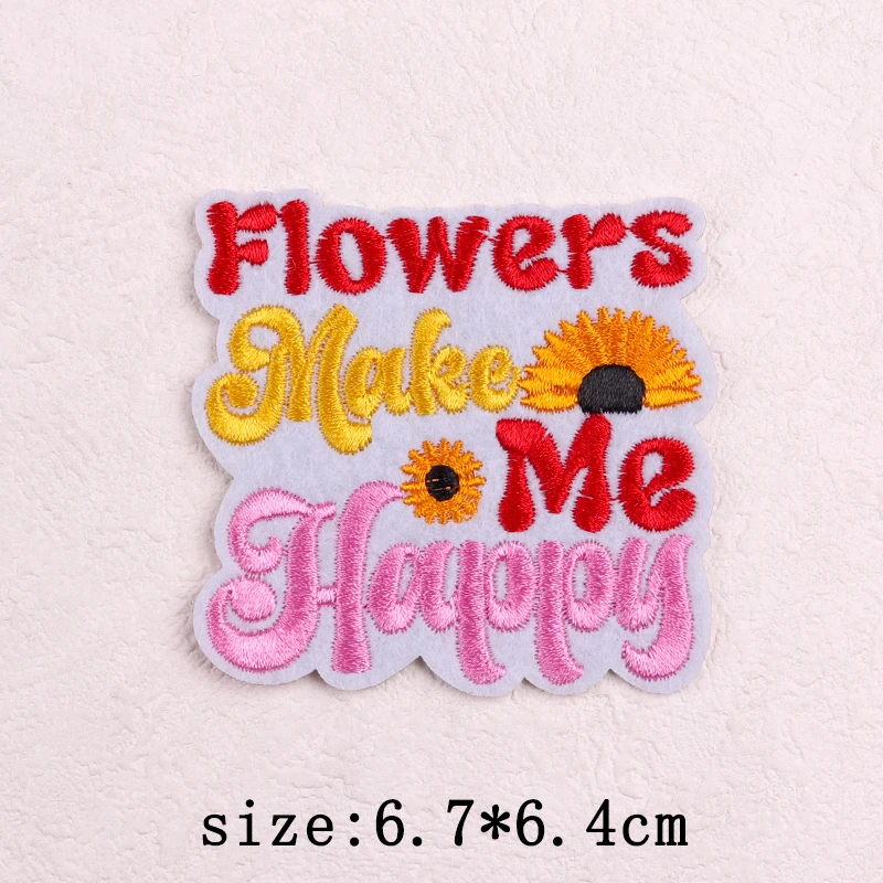 Parche de letras de dibujos animados para planchar en la ropa, parches bordados de animales y flores, apliques de pegatinas - imagen 5
