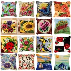 Smyrna-Kit de gancho de pestillo de flores, alfombrillas, cojín, almohada, bricolaje, serie Simple, cojín, pestillo bordado, gancho, alfombra, paquetes de botones de costura