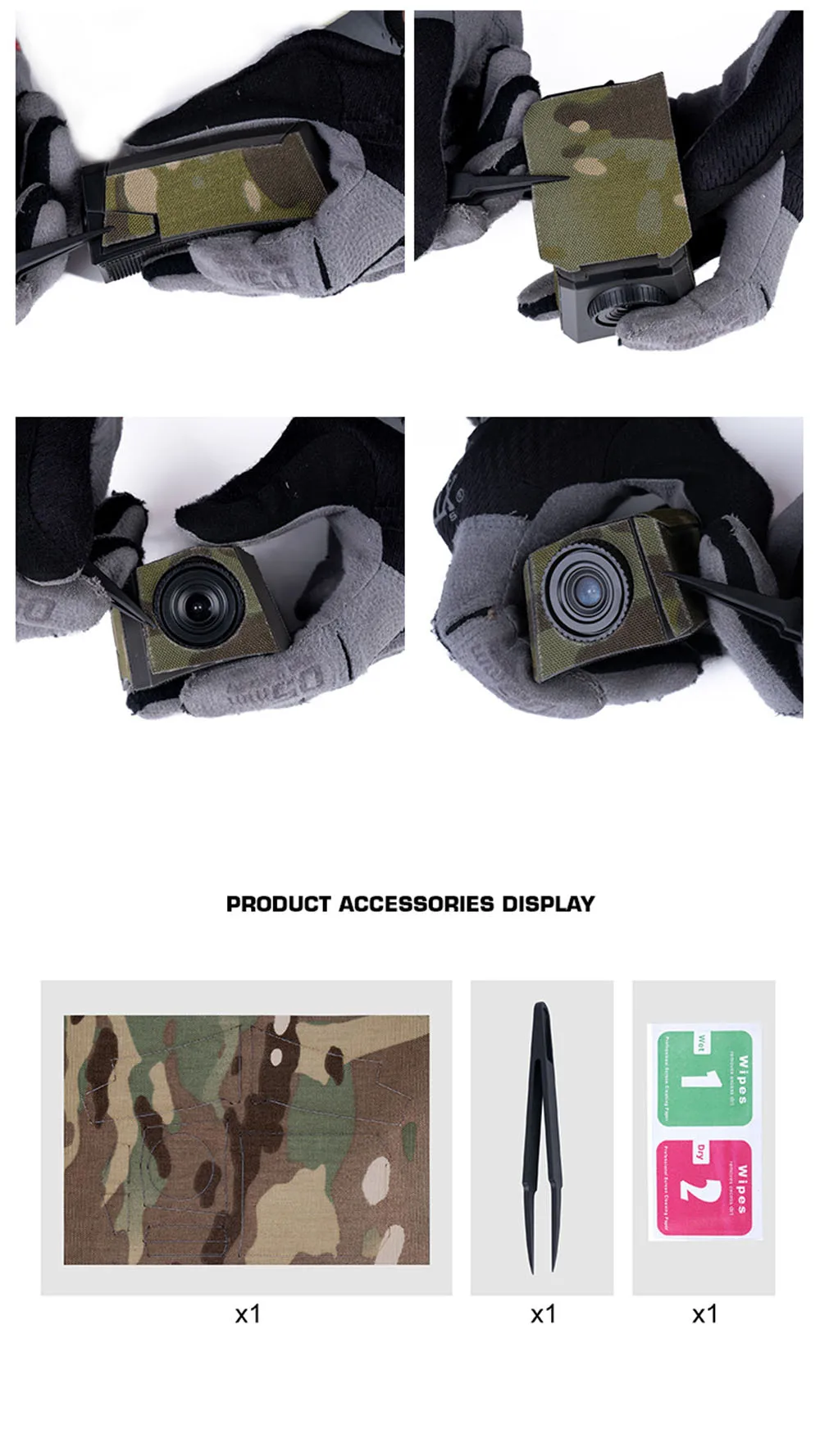 Modelo de cámara táctica Camou Magic Patch, caza al aire libre ciclismo CS juego casco cámara envoltura cinta mágica - imagen 5