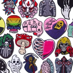 Parche bordado Punk, animales para coser/premallera Fusible, parches termoadhesivos para planchar DIY para ropa, pegatinas para ropa