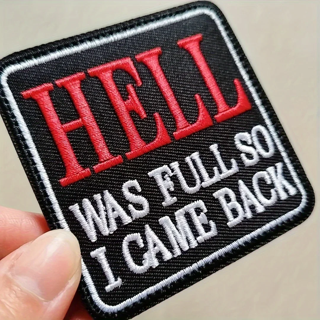 1 parche bordado con meme divertido "Hell Was Full So I Came Back", apliques de Velcros, cita de humor oscuro para ropa, sombreros y bricolaje - imagen 5
