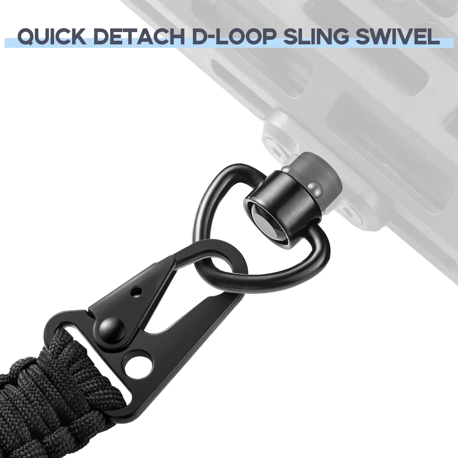 MidTen Rifle 2 puntos eslingas correa de hombro cinturón 550 Paracord correa ajustable con gancho de metal y giratorios sólidos negro clásico - imagen 5