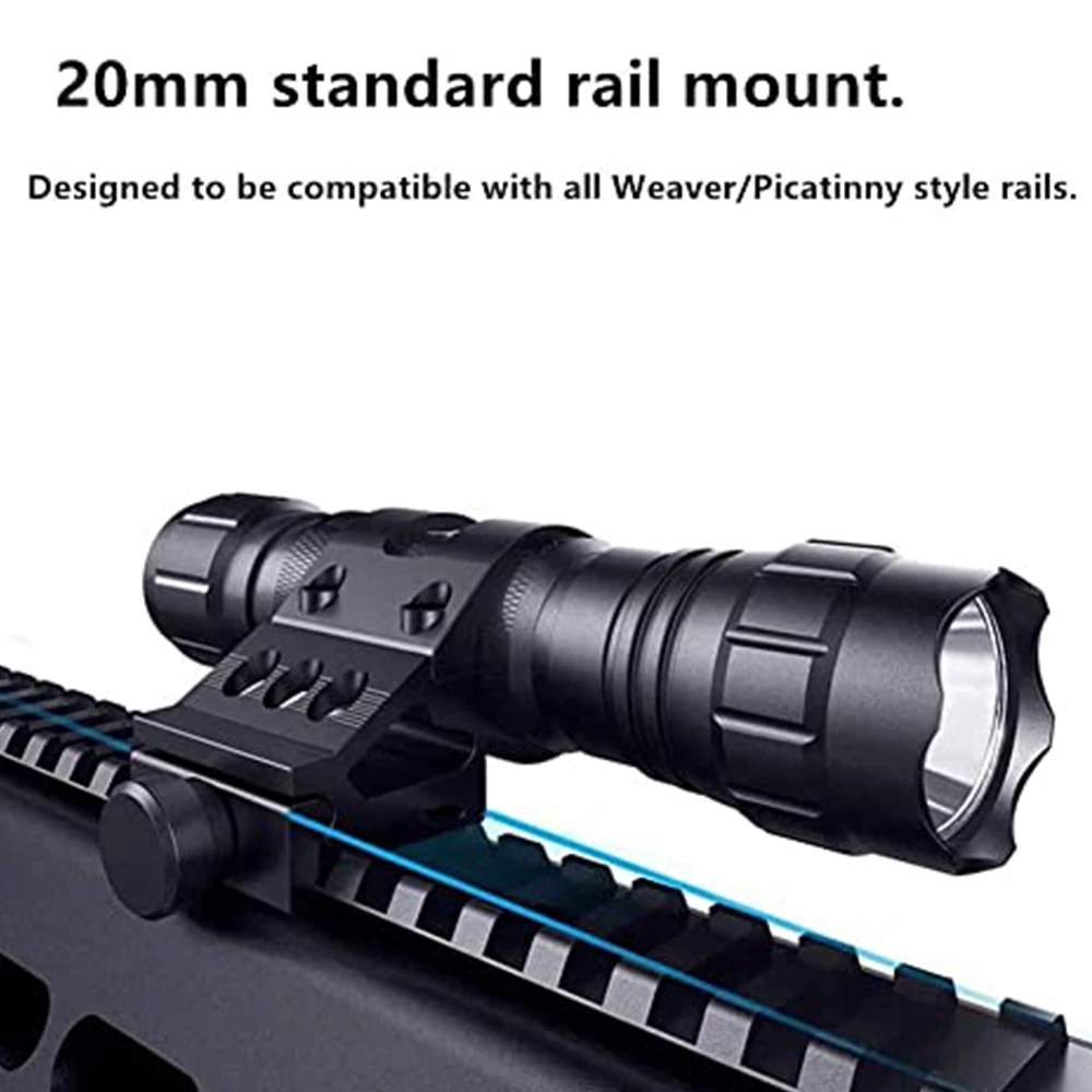 Soporte táctico para linterna con alcance compensado de 25,4mm, compatible con riel Picatinny de 20mm, vista de 45 grados, accesorios para pistola de caza Airsoft - imagen 2