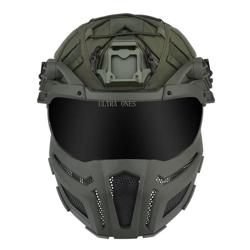 Casco táctico rápido, cascos totalmente cubiertos con máscara de malla de acero/gafas de caza, motocicleta, Cosplay, equipo de protección - imagen 2