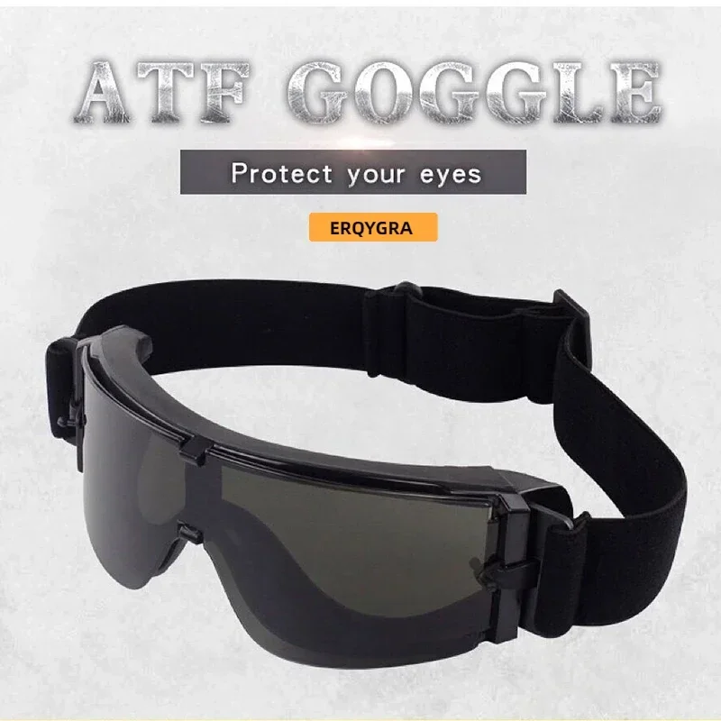 ERQYGRA gafas tácticas para senderismo Airsoft ATF GOGGLE SET 3 lentes a prueba de viento ciclismo montañismo Paintball gafas de seguridad deportiva - imagen 4