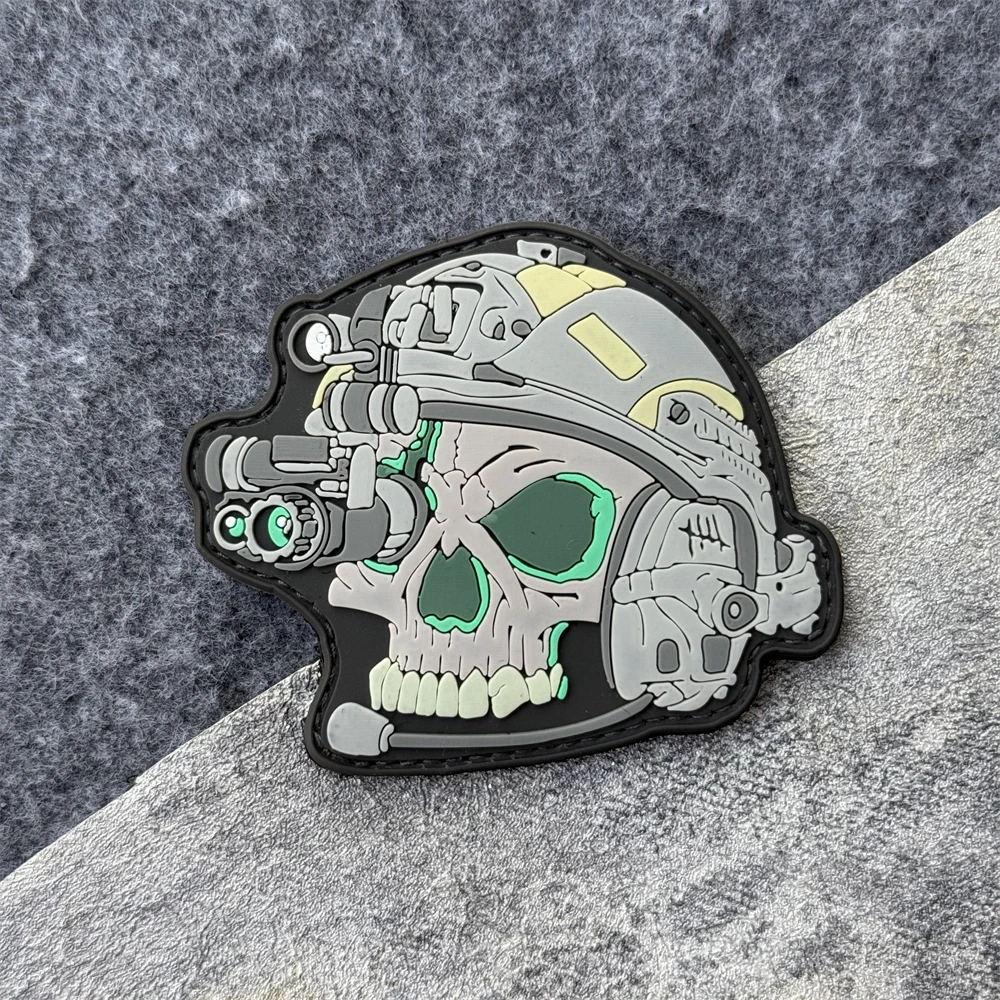 Parche táctico de moral "Casco de calavera", esqueleto y balas, emblema militar, parches de gancho y bucle de PVC, pegatinas para mochila y ropa - imagen 5