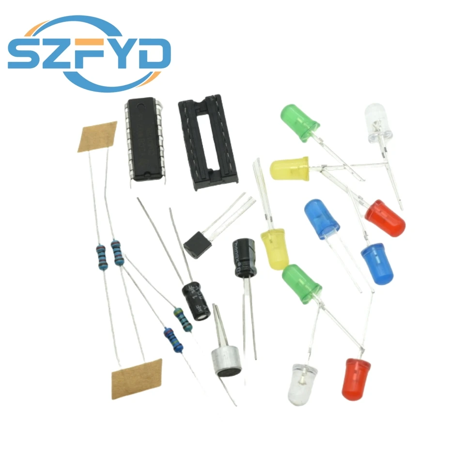 CD4017 Kit de luz LED giratoria con Control de voz colorido, Kit de fabricación electrónica DIY, piezas de repuesto, laboratorio para estudiantes - imagen 5