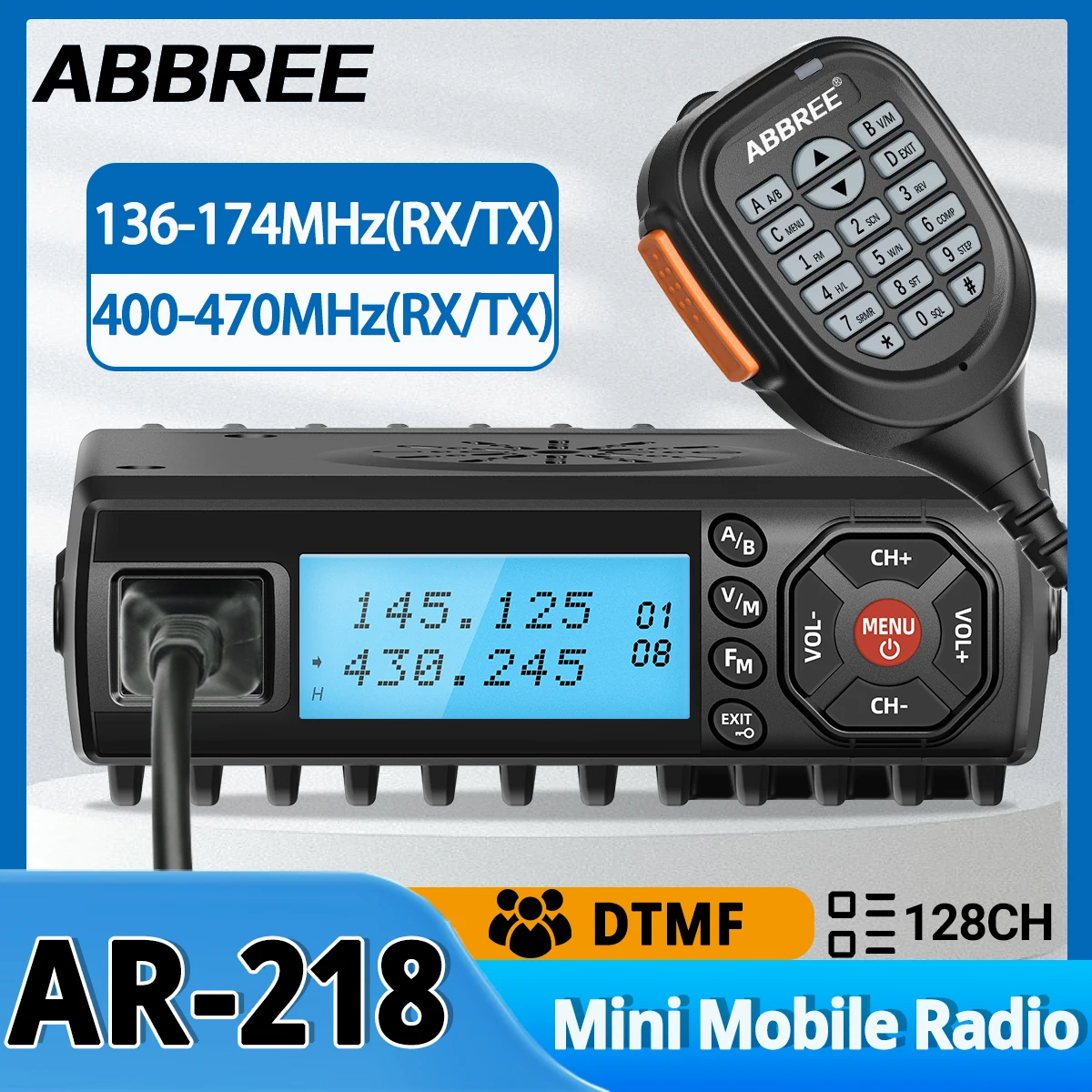 Walkie talkie móvil Abbree AR-218 doble banda VHF UHF DTMF - imagen 4