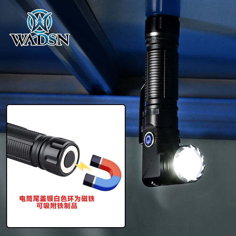 WADSN linterna táctica de esquina de Metal plegable, luz fuerte, LED suave, faro giratorio de 90 °, brillo ajustable - imagen 4