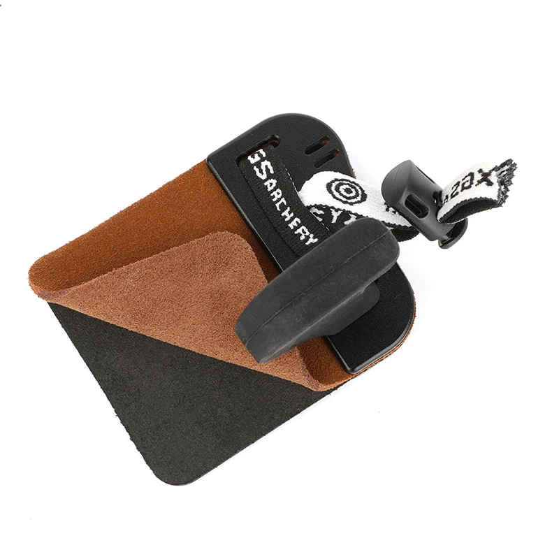 Protector de dedo de tiro con arco S/M/L, piel de vaca + placa de aleación de aluminio, pestaña de dedo ajustable, mano izquierda/derecha para tiro con arco, Protector de caza - imagen 3