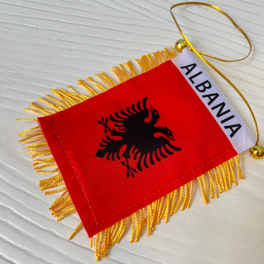 Bandera de Albania, 14x10, eventos deportivos, bandera de Albania, banderas colgantes para ventanas de coche - imagen 4