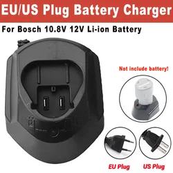 Cargador de batería de iones de litio con enchufe UE/EE. UU. con luz indicadora para cargador de batería de iones de litio Bosch 10,8 V 12V BAT411 BAT412 TSR1080